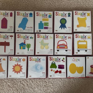 Gentry Used! Sizzix Large die Group2/Tag/Tag Pocket/Tags Bread/Award/Scroll/Sign/Home/Baby Carriage/Car/Bus/Tent/Sun/Cloud/Purse/Egg/Cake