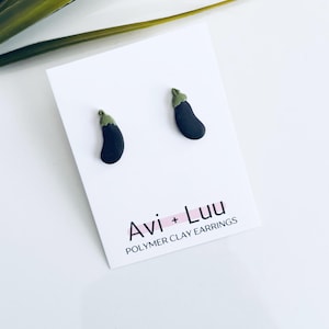 Eggplant Studs | Polymer Clay Earrings | Veggie Earrings | Studs