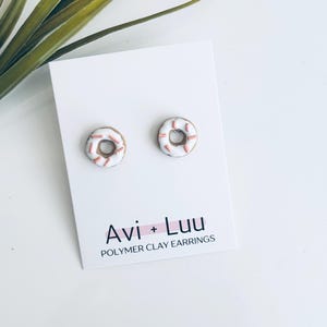 Donut Stud Earrings: Polymer Clay Food Jewelry