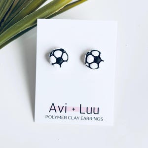 Polymer Clay Soccer Ball Stud Earrings: Hypoallergenic Stainless Steel