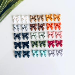 Mini Bow Stud Earrings: Hypoallergenic Stainless Steel, Polymer Clay