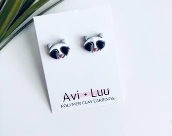 Brincos de guaxinim | Brincos de animais | Argila de polímero