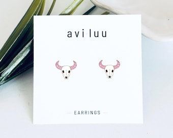 Skull Earrings - Cow Skull Studs