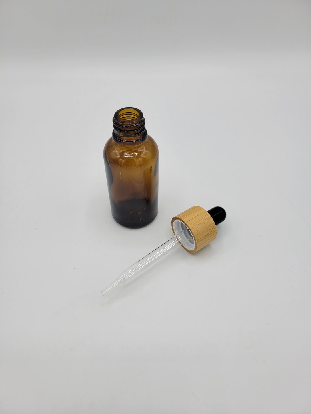 1.0 Oz Recyclable Amber Glass Serum Bottle Dropper Bottle With Bamboo