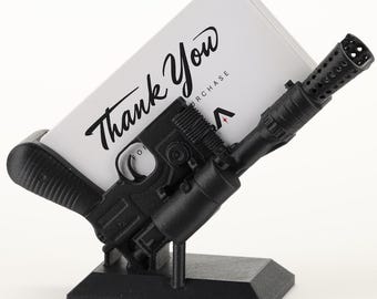 Sci-Fi Blaster Business Card Holder, Space Inspired Desk Organizer, Futuristic Office Decor, Nerd Desk Accessory, Gift for Gamers Collectors