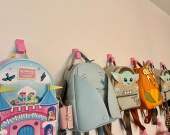 Custom Backpack Wall Hook Set of 3 – Personalized Initial Hooks for Backpacks Purses or Accessories – Organizer Wall Hanger for Kids Room or