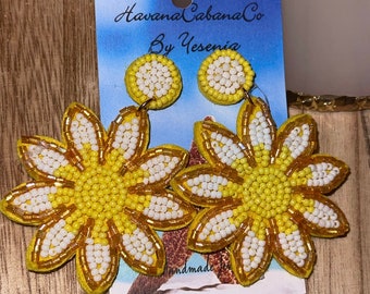 Gold Sonnenblume Ohrringe - Sonnenblume Schmuck - Extra Große Ohrringe