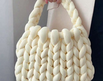 Chunky Knit Bag , Boho Bubble Bag , Puffer Bag , Crochet Bag , Big Yarn Bag , Handmade Bag