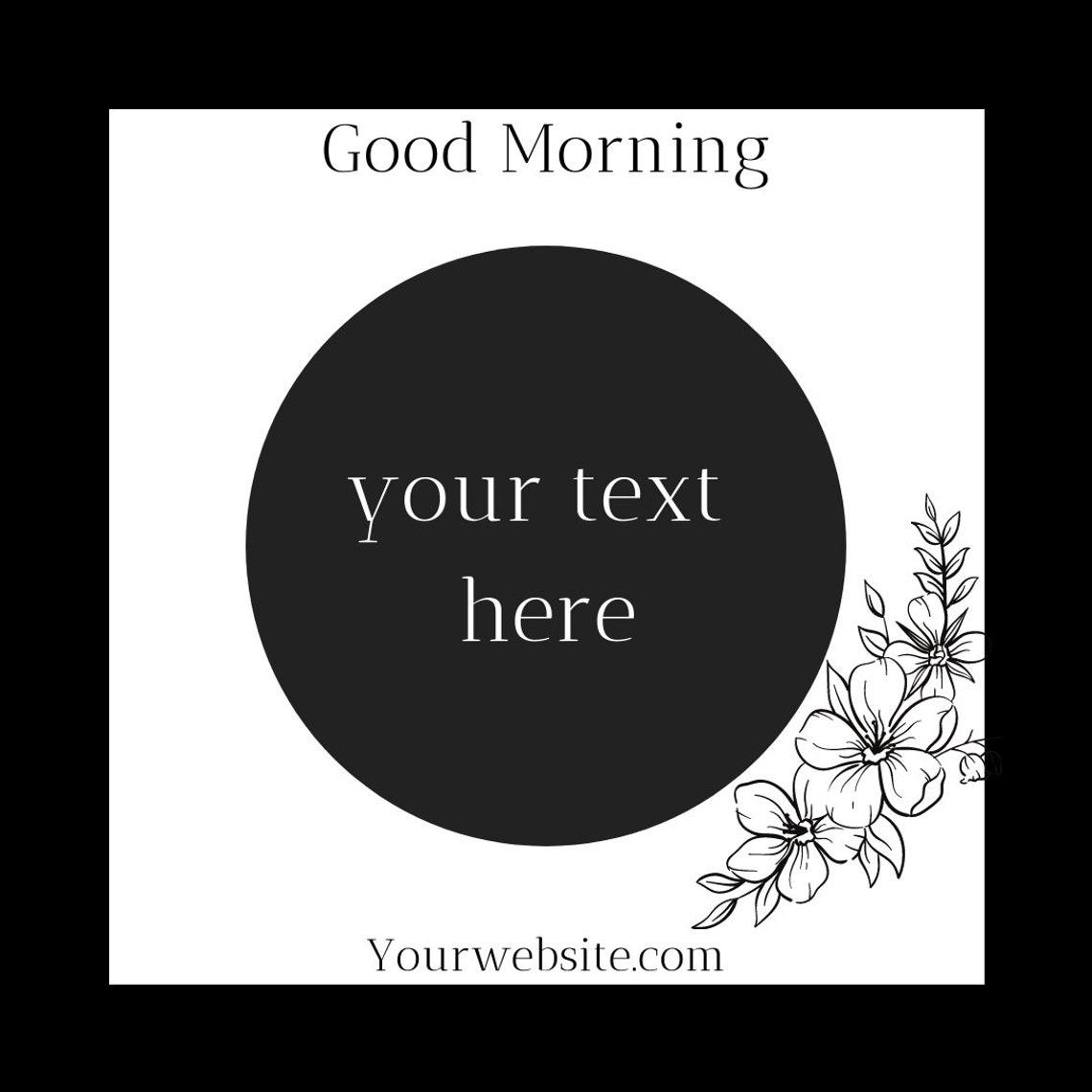 Canva Social Media Template Black White Flower Good Etsy