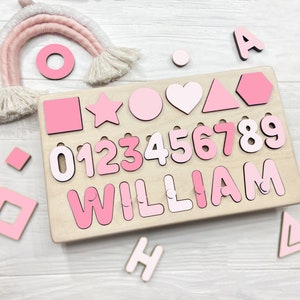 Christmas Baby Girl Gifts Wooden Toys Wood Name Puzzle Custom Name Puzzle Baby Boy Gifts First Birthday Gift Baby Girl 1st Birthday Gift image 6