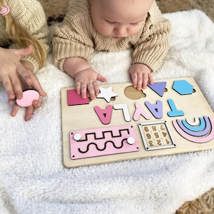 Puzzle name Baby Girl Gift 1 Year Old Baby Gift Wooden Name Puzzle Name Puzzles for Toddlers Montessori Baby Toys First Birthday Gift baby image 7