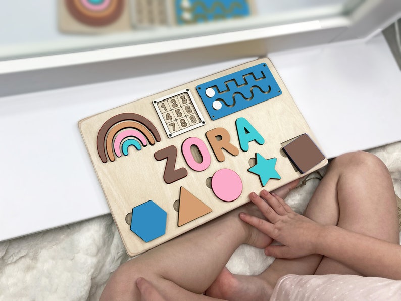 Puzzle name Baby Girl Gift 1 Year Old Baby Gift Wooden Name Puzzle Name Puzzles for Toddlers Montessori Baby Toys First Birthday Gift baby image 6