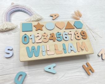 Baby name puzzle, Custom Baby Puzzle Name, Personalized Baby Gift for 1 2 3 Years Old Baby Girl, Nephew Gift for Kids Boy,Wooden Toddler Toy