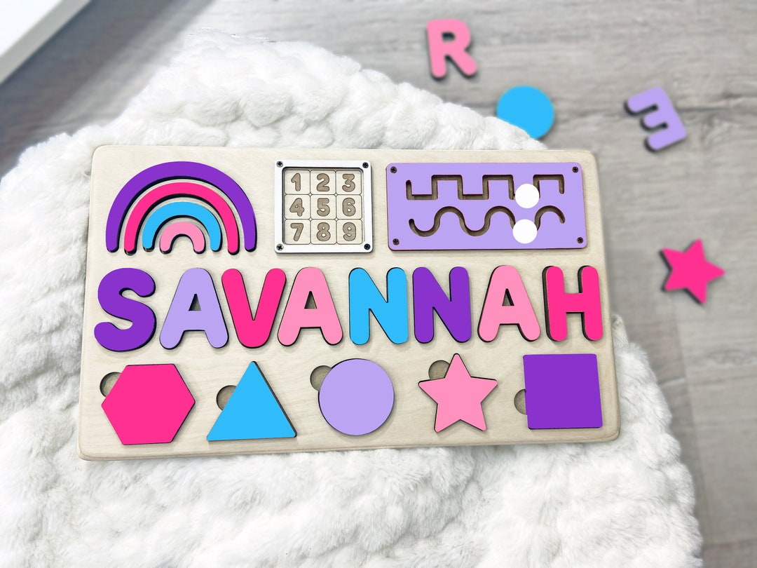 Rainbow Baby Gift, One Year Old Girl Gift,busy Board,name Puzzle Baby