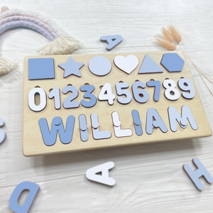 Christmas Baby Girl Gifts Wooden Toys Wood Name Puzzle Custom Name Puzzle Baby Boy Gifts First Birthday Gift Baby Girl 1st Birthday Gift image 2