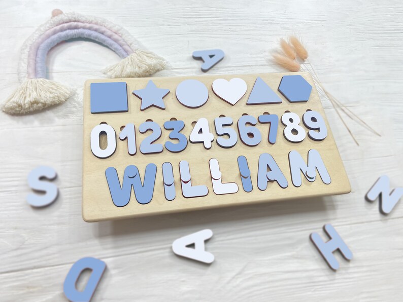 Christmas Baby Girl Gifts Wooden Toys Wood Name Puzzle Custom Name Puzzle Baby Boy Gifts First Birthday Gift Baby Girl 1st Birthday Gift image 2