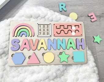 Baby  Girl Christmas gift 1 2 Year Old Baby Gift, Wooden Name Puzzle, Name Puzzles Toddlers, Montessori Baby Toys, First Birthday Gift baby