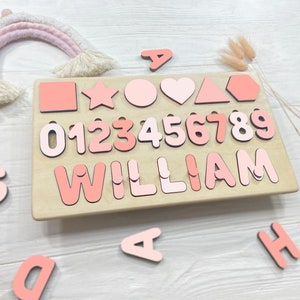 Christmas Baby Girl Gifts Wooden Toys Wood Name Puzzle Custom Name Puzzle Baby Boy Gifts First Birthday Gift Baby Girl 1st Birthday Gift image 1