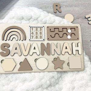 Puzzle name Baby Girl Gift 1 Year Old Baby Gift Wooden Name Puzzle Name Puzzles for Toddlers Montessori Baby Toys First Birthday Gift baby image 4