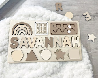 Baby Boy Christmas gift 1 2 Year Old Baby Gift, Wooden Name Puzzle, Name Puzzles Toddlers, Montessori Baby Toys, First Birthday Gift baby