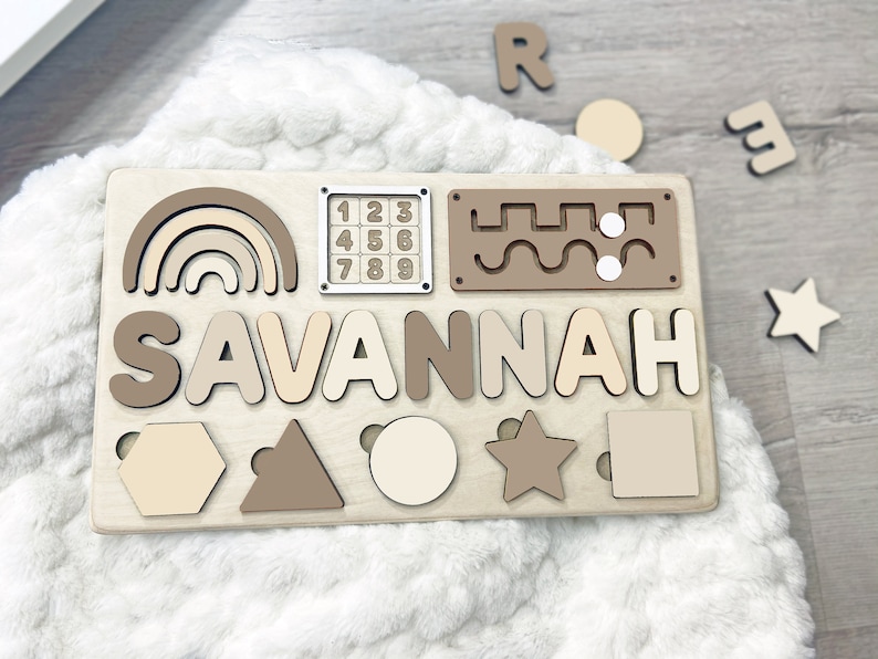 Puzzle name Baby Girl Gift 1 Year Old Baby Gift Wooden Name Puzzle Name Puzzles for Toddlers Montessori Baby Toys First Birthday Gift baby image 4