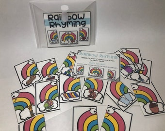 NO PREP Rainbow Rhyming Matching Game, Educational Learning Activities