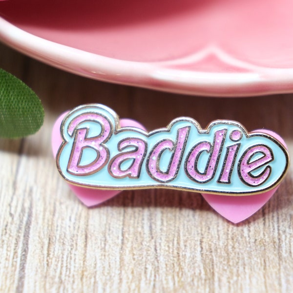 Baddie, Baddie Enamel Pin, Pink PIn, Glitter Pin, Barbie Pin, Instagram Pin, Instagram Baddie Pin, Pink Aesthetic, Cute Pins, Enamel Pin,