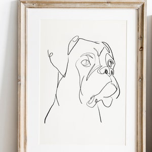 Pet Portrait, Dog, Boxer Dog, Boxer Dog Minimalist Art,Simple Line Art, Pet Boxer Dog, Poster, Poster Art, Wall Print