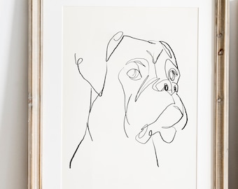 Pet Portrait, Dog, Boxer Dog, Boxer Dog Minimalist Art,Simple Line Art, Pet Boxer Dog, Digital Download, Poster, Poster Art, Wall Print