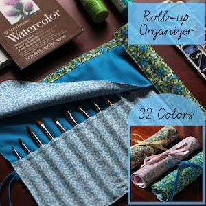 Paint Brush Roll Rollup Holder for Brushes Artist Roll Art Tool Holder Paint Brush Organizer for Paint Brushes Crochet Hooks Pencils