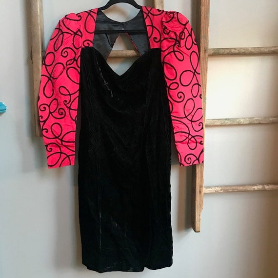 VTG Gunne Sax McClintock Black Red Velvet Mini For