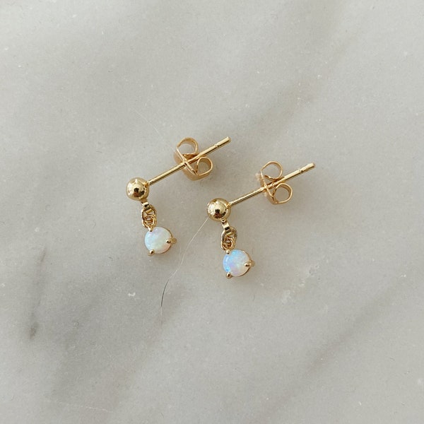 Mini Opal Studs | Opal Earrings | Teardrop Opal Studs