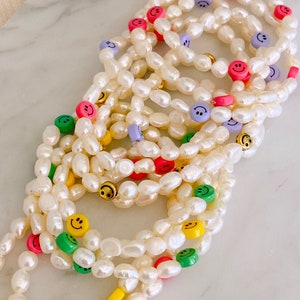 Smiley Face Pearl Bracelet | Pearl Bracelet | Elastic Bracelet | Smile Bracelet