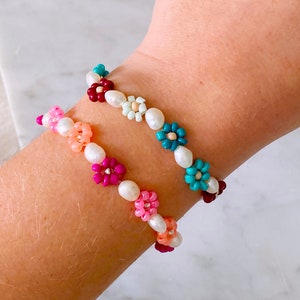 Perlenblumen und Perlenarmband | Perlen Blumen Armband