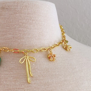 Spring Bow Charm Necklace | Flower Charm Necklace | Girly Jewelry