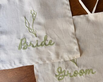 Placa de gravata bordada personalizada | Placa de assento bordada em ponto corrente | Placa de cardápio