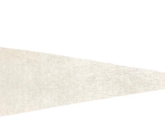 May include: A cream-colored pennant flag with a triangular shape. The flag has a textured surface and is made of a soft material. Two tassels are attached to the left side of the flag. The background is plain white.