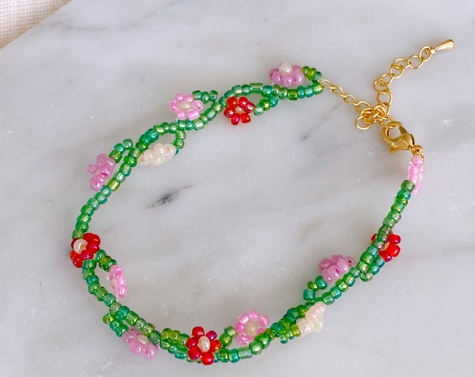 Beaded Flower Vine Bracelet Vine Bracelet Flower Bracelet Etsy