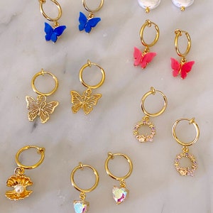 Clip Auf Charm Ohrringe | Clip on Schmetterling Ohrringe | Schmetterling Huggies | Ohrclips | Ohrclip | Huggies |