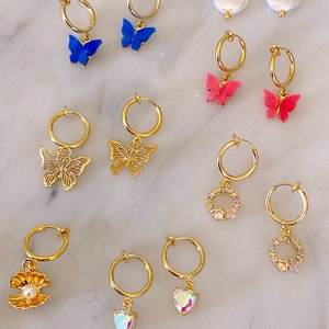 Clip On Charm Earrings | Clip on Butterfly Earrings | Butterfly Huggies | Clip on Earrings | Clipon | Huggies |