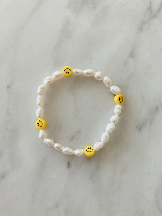 Smiley Face Pearl Bracelet Pearl Bracelet Elastic Bracelet Smile