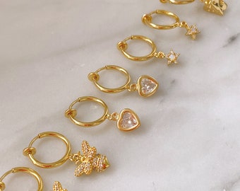 Clip on Charm Earrings | Clip on Hoop Earrings | Gold Clipon's