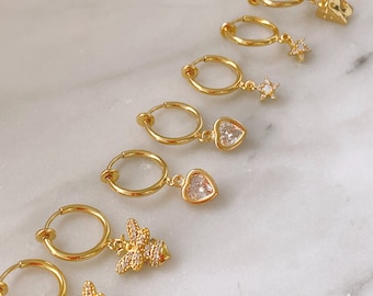 Clip on Charm Earrings | Clip on Hoop Earrings | Gold Clipon's
