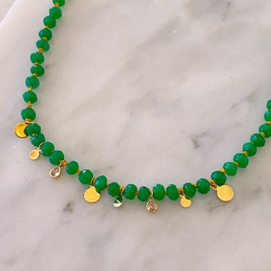Smaragd Jade Hand geknotete Edelstein Halskette | Charmed geknotete Perlen-Halskette