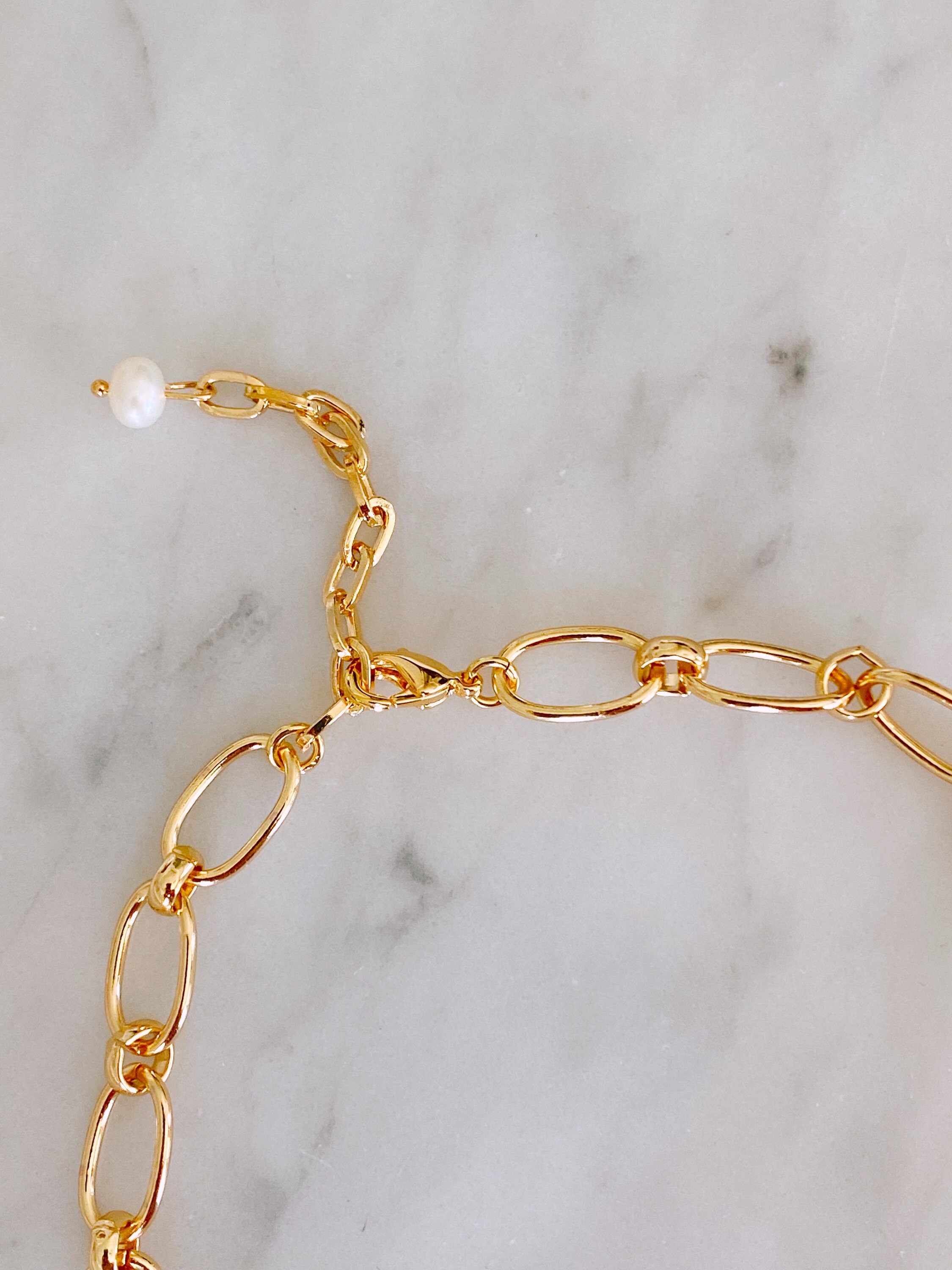 Single Pearl Necklace Gold Plated Chain Freshwater Pearl | Etsy