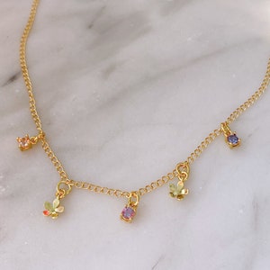Purple Flower Charm Necklace