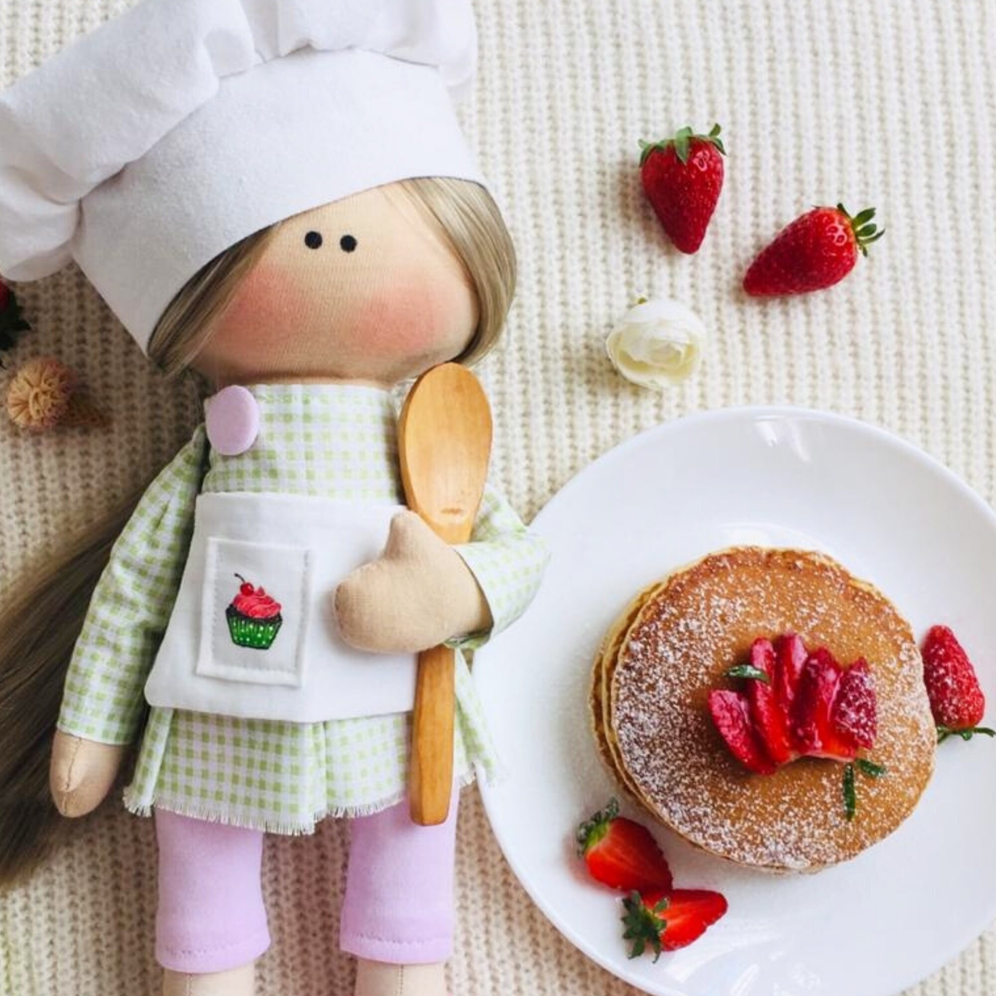 Toykatoys poup?�e faite ?� la main, poup?�e de cuisinier, poup?�e de fille faite ?� la main, poup?�e 