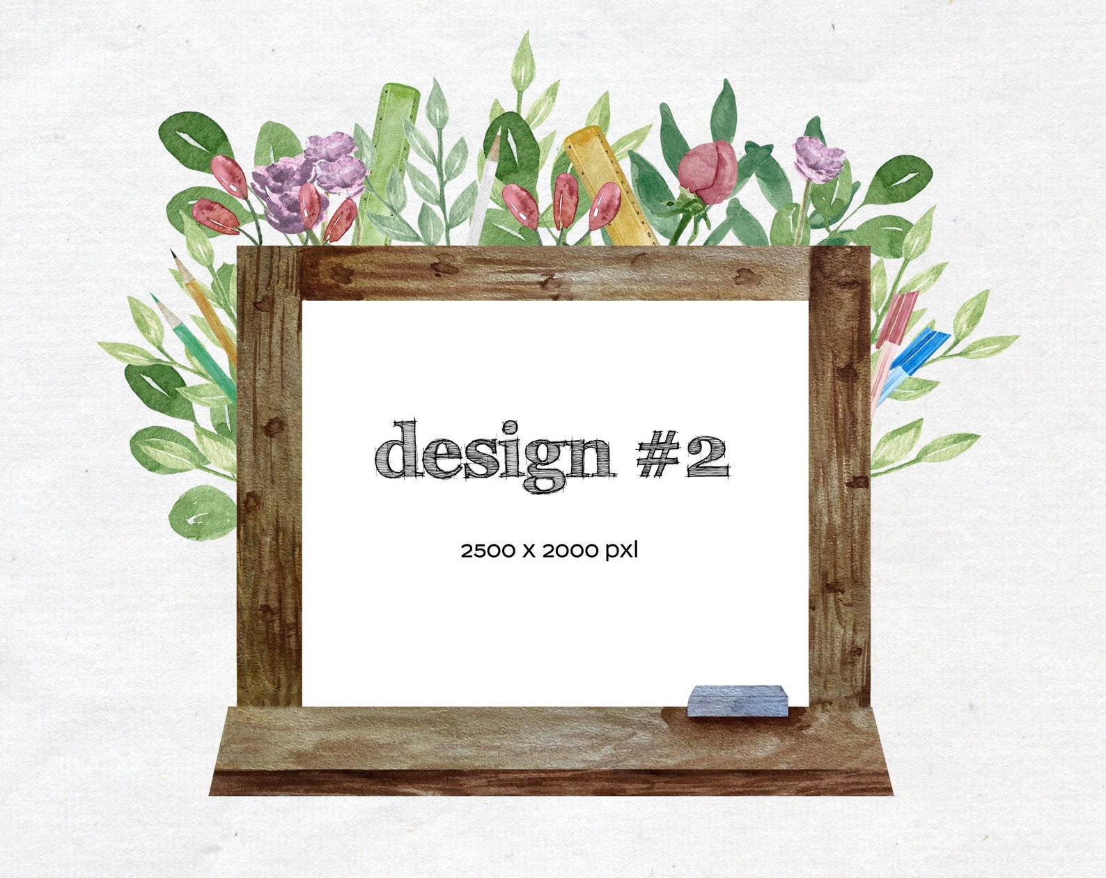 Watercolor Chalkboard Frames Clipart Floral Blackboard PNG Etsy