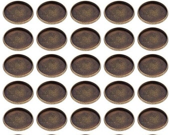 Set of 35 ~ ANTIQUE BRONZE Plain Edge Bezel Cups for 25mm Cabochons