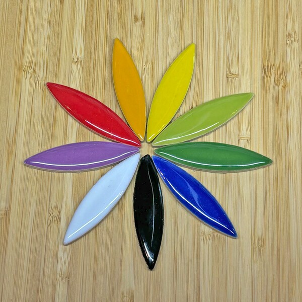 LARGE PETAL PORCELAIN Tiles, 60mm, Bright Colors, Sold Individually